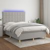 vidaXL Cama box spring c/ colch&atilde;o e LED 140x190 cm tecido cinza-claro
