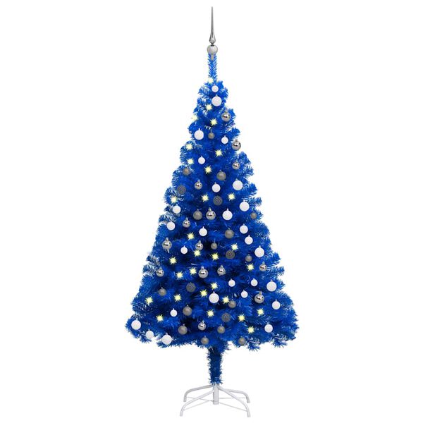 vidaXL &Aacute;rvore Natal artificial pr&eacute;-iluminada c/ bolas 180cm PVC azul