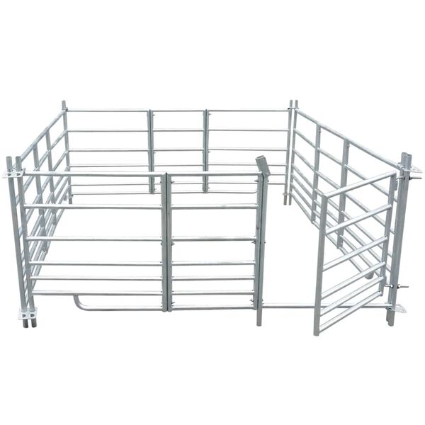Curral/recinto para ovelhas c/ 4 pain&eacute;is a&ccedil;o galvanizado 183x183x92 cm