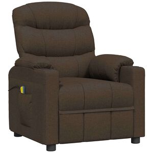 vidaXL Poltrona de massagens tecido castanho-escuro