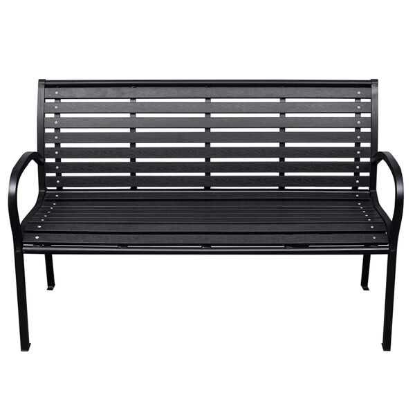vidaXL Banco de jardim 116 cm aço e WPC preto