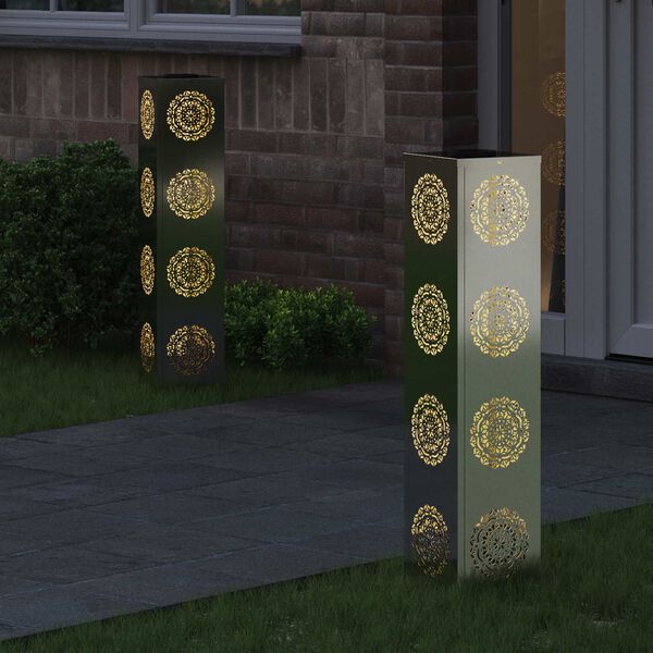 vidaXL Luz Solar LED de Caminho 2 pcs Prateado A&ccedil;o Galvanizado