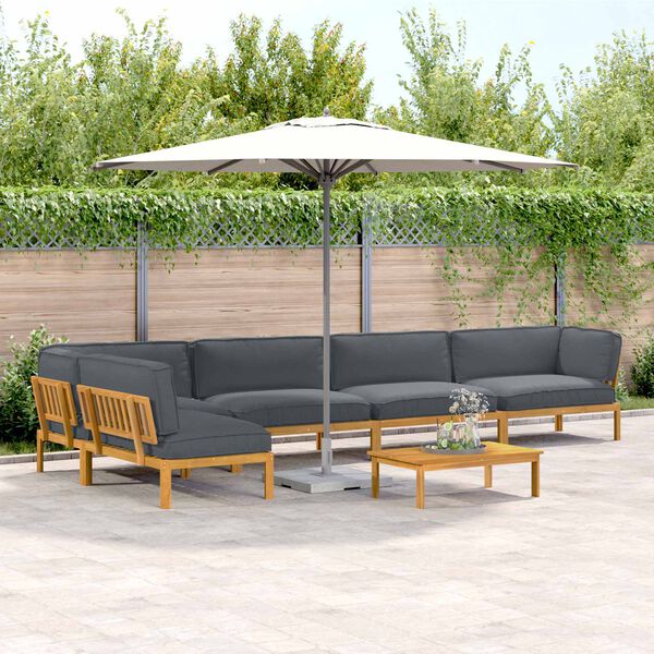 vidaXL Conjunto de Sof&aacute;s Liso 6 pcs Antracite Madeira S&oacute;lida de Ac&aacute;cia