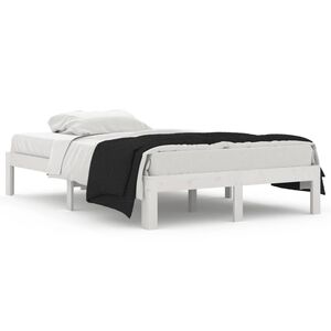 vidaXL Estrutura cama pequena casal 120x190 cm pinho maci&ccedil;o branco