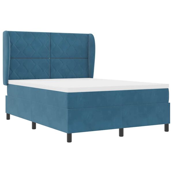 vidaXL Cama Box com colch&atilde;o Azul Escuro 200 x 160 cm Poli&eacute;ster