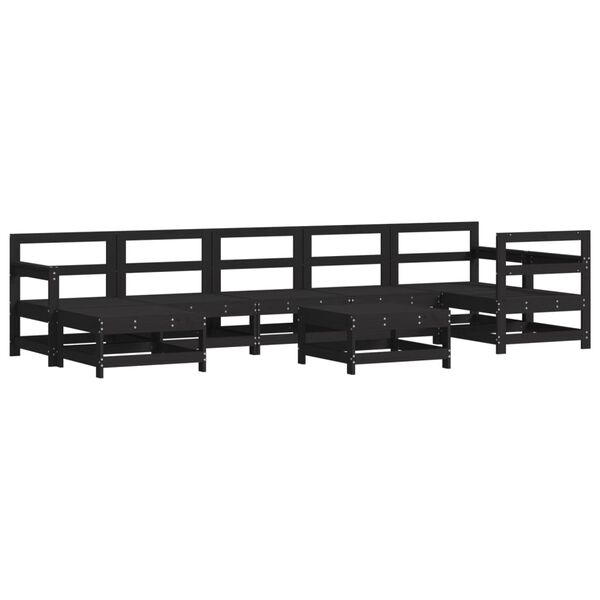 vidaXL 8 pcs conjunto lounge jardim c/ almofad&otilde;es madeira maci&ccedil;a preto