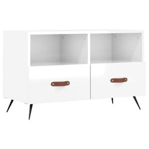 vidaXL M&oacute;vel de TV 80x36x50 cm derivados de madeira branco brilhante
