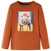 vidaXL T-shirt de manga comprida para crian&ccedil;a laranja-queimado 116