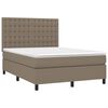 vidaXL Cama box spring colch&atilde;o/LED 140x200 cm tecido cinza-acastanhado
