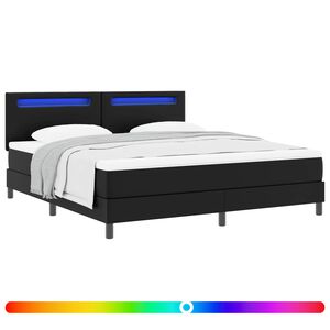 vidaXL Cama Box com colch&atilde;o Preto 180 x 200 cm Couro sint&eacute;tico