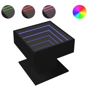 vidaXL Mesa de centro c/ LEDs 50x50x45cm contraplacado preto brilhante