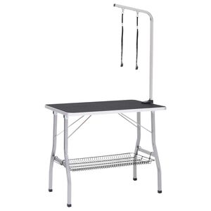 vidaXL Mesa de grooming ajust&aacute;vel para c&atilde;es com 2 la&ccedil;os e cesto