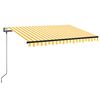 vidaXL Toldo autom. c/ LED e sensor de vento 350x250 cm amarelo/branco