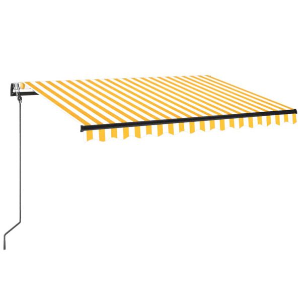 vidaXL Toldo autom. c/ LED e sensor de vento 350x250 cm amarelo/branco