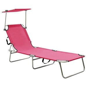 vidaXL Espregui&ccedil;adeira dobr&aacute;vel com toldo a&ccedil;o rosa magento