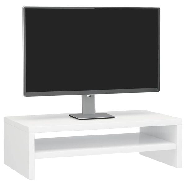 vidaXL Suporte para monitor derivados de madeira branco brilhante