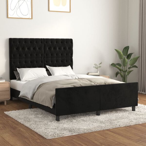 vidaXL Estrutura de cama sem colch&atilde;o 140x190 cm veludo preto