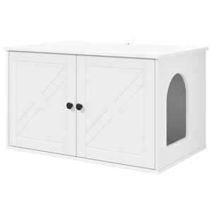 vidaXL Casa para Gatos Branco 85 x 55 x 50,5 cm Derivados de Madeira