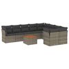 vidaXL 10 pcs conjunto sof&aacute;s de jardim c/ almofad&otilde;es vime PE cinzento