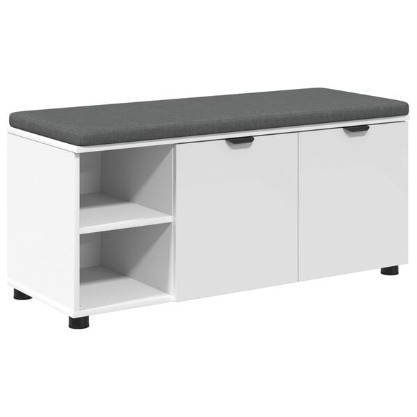 vidaXL Banco de Hall com almofada com porta Branco 100 x 38 x 46 cm