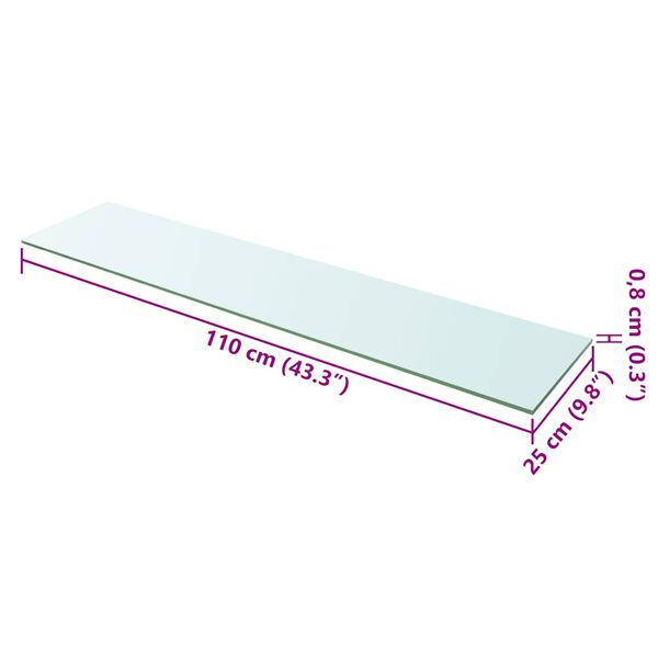 vidaXL Prateleiras 2 pcs 110x25 cm vidro transparente
