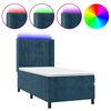 vidaXL Cama box spring c/ colch&atilde;o/LED 90x190 cm veludo azul-escuro