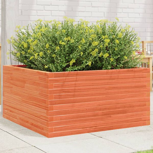 vidaXL Vaso/floreira de jardim 90x90x46 cm pinho maci&ccedil;o castanho-mel