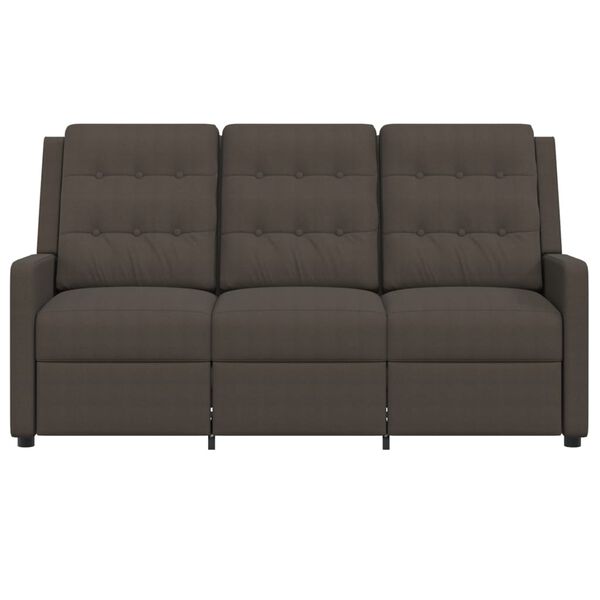 vidaXL Poltrona de massagens reclinável 3 assentos tecido castanho