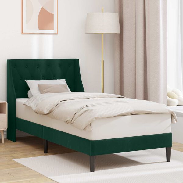 vidaXL Estrutura da Cama com cabeceira Verde Escuro 80 x 200 cm Veludo