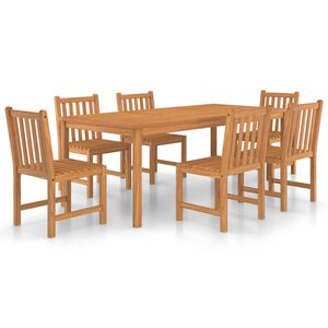 vidaXL 7 pcs conjunto de jantar p/ jardim madeira de teca maci&ccedil;a