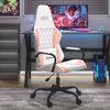 vidaXL Cadeira gaming massagens couro artificial branco e rosa