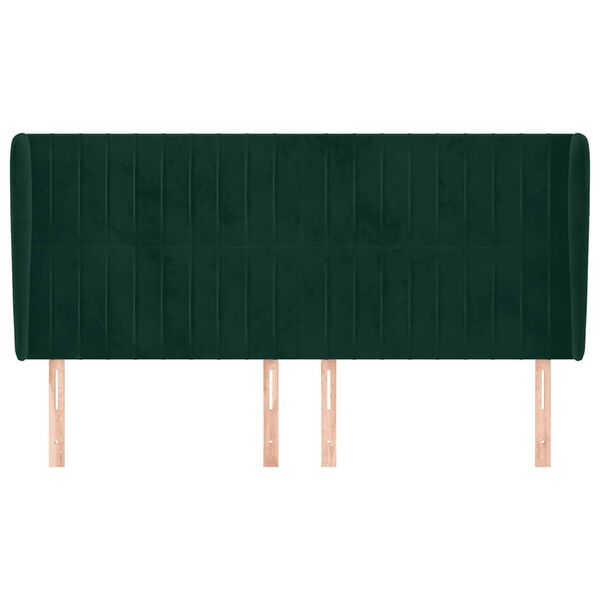 vidaXL Cabeceira cama c/ abas veludo 163x23x118/128 cm verde-escuro
