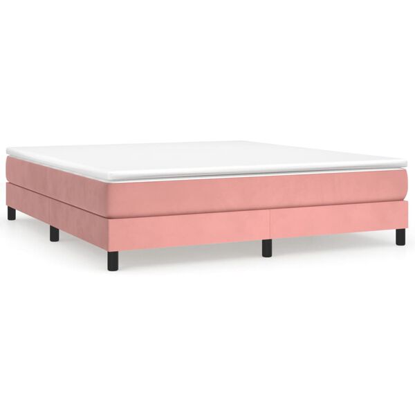 vidaXL Estrutura de cama com molas 180x200 cm veludo rosa