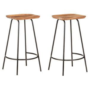 vidaXL Bancos de bar 2 pcs madeira de ac&aacute;cia maci&ccedil;a