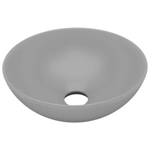 vidaXL Lavat&oacute;rio de casa banho redondo cer&acirc;mica cinzento-claro