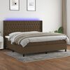 vidaXL Cama box spring c/ colch&atilde;o/LED 200x200cm tecido castanho-escuro
