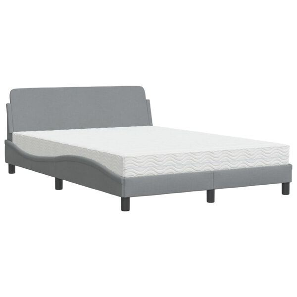 vidaXL Cama com colch&atilde;o Dover 140x200 cm tecido cinzento-claro