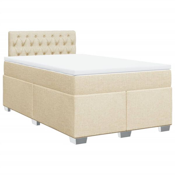 vidaXL Cama com molas/colch&atilde;o 120x200 cm tecido cor creme