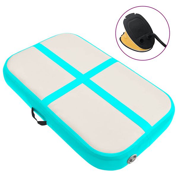 vidaXL Colch&atilde;o de gin&aacute;stica insufl&aacute;vel c/ bomba 60x100x10 cm PVC verde
