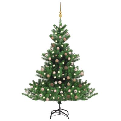 vidaXL Árvore Natal artif. luzes LED/bolas 210cm abeto caucasiano verde |  