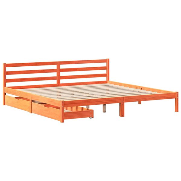 vidaXL Cama sem colchão 180x200 cm pinho maciço castanho-mel