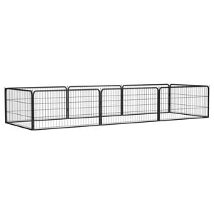 vidaXL Parque p/ c&atilde;es c/ 8 pain&eacute;is 100x50 cm a&ccedil;o revestido a p&oacute; preto
