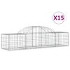 vidaXL Cestos gabi&atilde;o arqueados 15pcs 200x50x40/60 cm ferro galvanizado