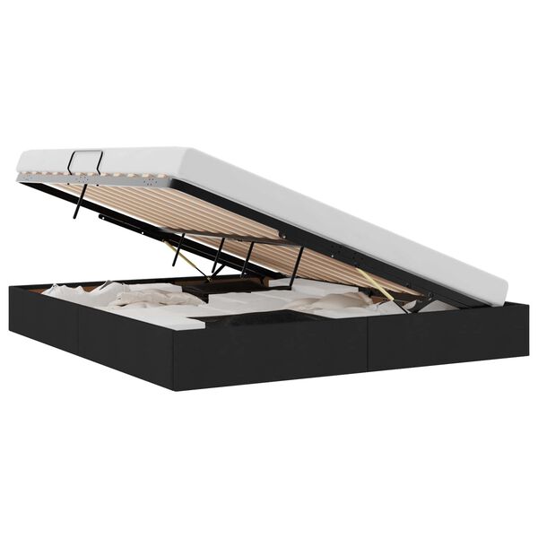 vidaXL Cama com Armazenamento com cabeceira Preto 180 x 200 cm tecido