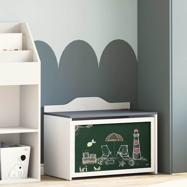 vidaXL Caixa com armazenamento e frente de quadro negro ROROS