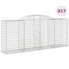vidaXL Cestos gabi&atilde;o arqueados 17pcs 300x50x120/140 ferro galvanizado