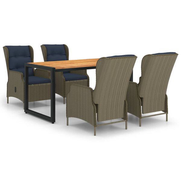 vidaXL 5 pcs conjunto de jantar para jardim castanho