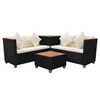 vidaXL 4 pcs conjunto lounge de jardim c/ almofadões vime PE preto