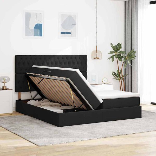 vidaXL Cama com Armazenamento Preto 180 x 200 cm Couro Sint&eacute;tico