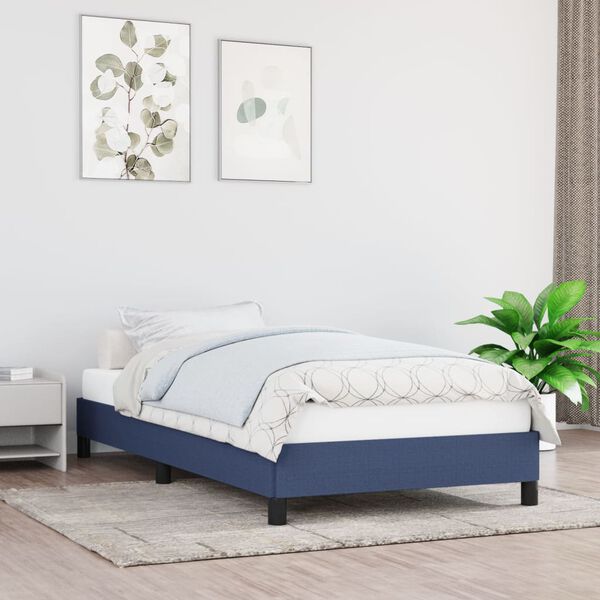vidaXL Estrutura de cama sem colch&atilde;o 100x200 cm tecido azul